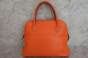 HERMES／BOLIDE 31 Clemence leather Orange □L Engraving Shoulder bag 600070164