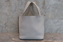 将图片加载到图库查看器，HERMES PICOTIN LOCK MM Clemence leather Pearl gray □P刻印 Hand bag 600110112
