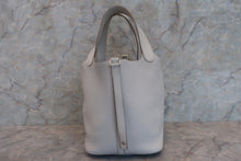 将图片加载到图库查看器，HERMES PICOTIN LOCK MM Clemence leather Pearl gray □P刻印 Hand bag 600110112
