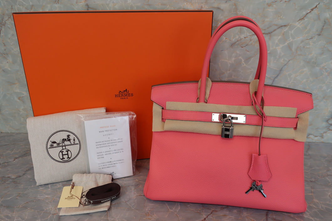 HERMES BIRKIN 30 Togo leather Rose lipstick □Q Engraving Hand bag 700100070
