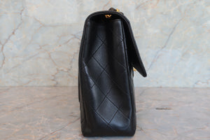 CHANEL/シャネル 中マトラッセシングルフラップチェーンショルダーバッグ ラムスキン ブラック/ゴールド金具 ショルダーバッグ 700080228