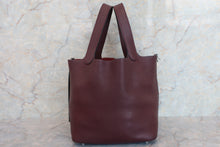 将图片加载到图库查看器，HERMES PICOTIN LOCK MM Clemence leather Bordeaux □M刻印 Hand bag 600080005
