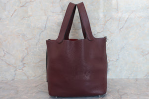 HERMES PICOTIN LOCK MM Clemence leather Bordeaux □M刻印 Hand bag 600080005