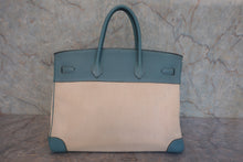 画像をギャラリービューアに読み込む, HERMES／エルメス バーキン40 トワルアッシュ/トリヨンクレマンス ベージュ/シエル □M刻印 ハンドバッグ  800010168
