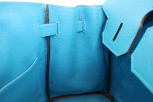 HERMES BIRKIN 30 Epsom leather Blue zanzibar A Engraving Hand bag 600060113