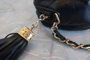 CHANEL/シャネル ココマークフリンジチェーンショルダーバッグ ラムスキン ブラック/ゴールド金具 ショルダーバッグ 700090020