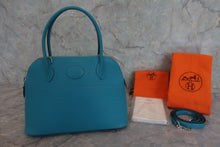 将图片加载到图库查看器，HERMES／BOLIDE 27 Chevre myzore goatskim Turquoise blue □H刻印 Shoulder bag 800030086
