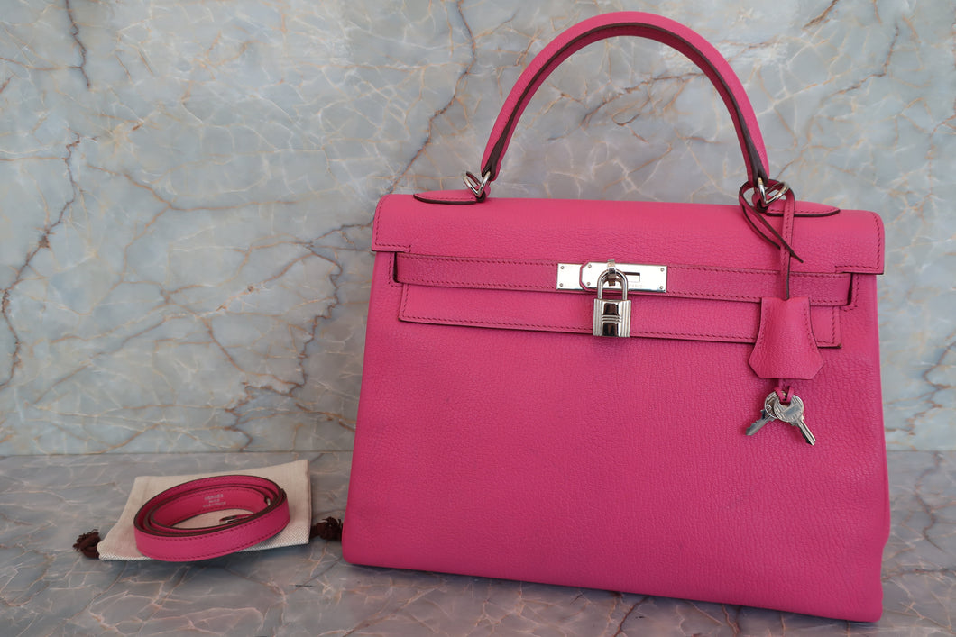 HERMES／エルメス ケリー32 シェーブル フューシャピンク □Q刻印 ショルダーバッグ 700060300