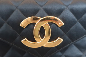 CHANEL Matelasse chain shoulder bag Satin Black/Gold hadware Shoulder bag 600050054