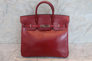 HERMES HAUT A COURROIRE 32 Box carf leather Rouge H □J Engraving Hand bag 600060125