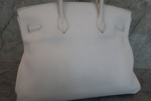 HERMES／エルメス バーキン35 トリヨンクレマンス ホワイト/マットシルバー金具 □E刻印 ハンドバッグ 700020194