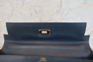 HERMES KELLY 32 Graine Couchevel leather Blue Indigo 〇X刻印 Shoulder bag 600100049