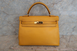 HERMES KELLY 32 Graine Couchevel leather Jaune 〇X刻印 Shoulder bag 500050082