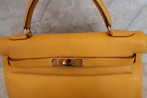 HERMES KELLY 32 Graine Couchevel leather Jaune 〇X刻印 Shoulder bag 500050082