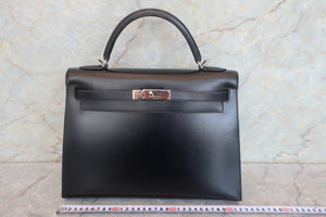 HERMES／エルメス ケリー32 ボックスカーフ ブラック □D刻印 ハンドバッグ 700070235