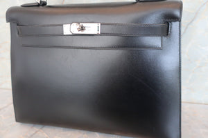 HERMES／エルメス ケリー32 ボックスカーフ ブラック □D刻印 ハンドバッグ 700070235