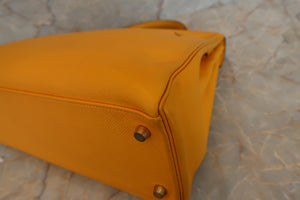 HERMES KELLY 32 Graine Couchevel leather Jaune 〇X Engraving Shoulder bag 500050082