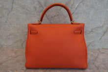 将图片加载到图库查看器，HERMES KELLY 32 Togo leather Orange □M刻印 Shoulder bag 600100011
