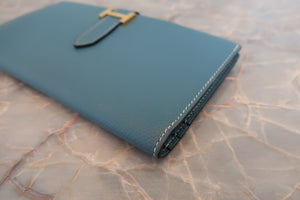 HERMES／エルメス ベアンクラシック ヴォーエプソン ブルージーン □B刻印 財布 700060105