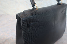 画像をギャラリービューアに読み込む, HERMES／エルメス ケリー28 リザード ブラック 〇S刻印 ショルダーバッグ 800020026
