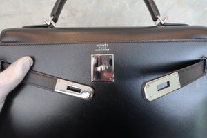HERMES／エルメス ケリー32 ボックスカーフ ブラック □D刻印 ハンドバッグ 700070235