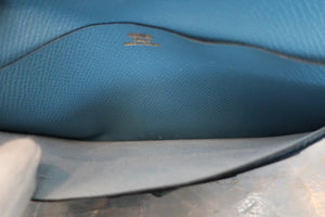 HERMES／エルメス ベアンクラシック ヴォーエプソン ブルージーン □B刻印 財布 700060105