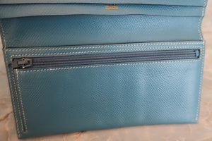 HERMES／エルメス ベアンクラシック ヴォーエプソン ブルージーン □B刻印 財布 700060105