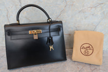 画像をギャラリービューアに読み込む, HERMES／エルメス ケリー32 ボックスカーフ ブラック 〇S刻印 ハンドバッグ 700070278
