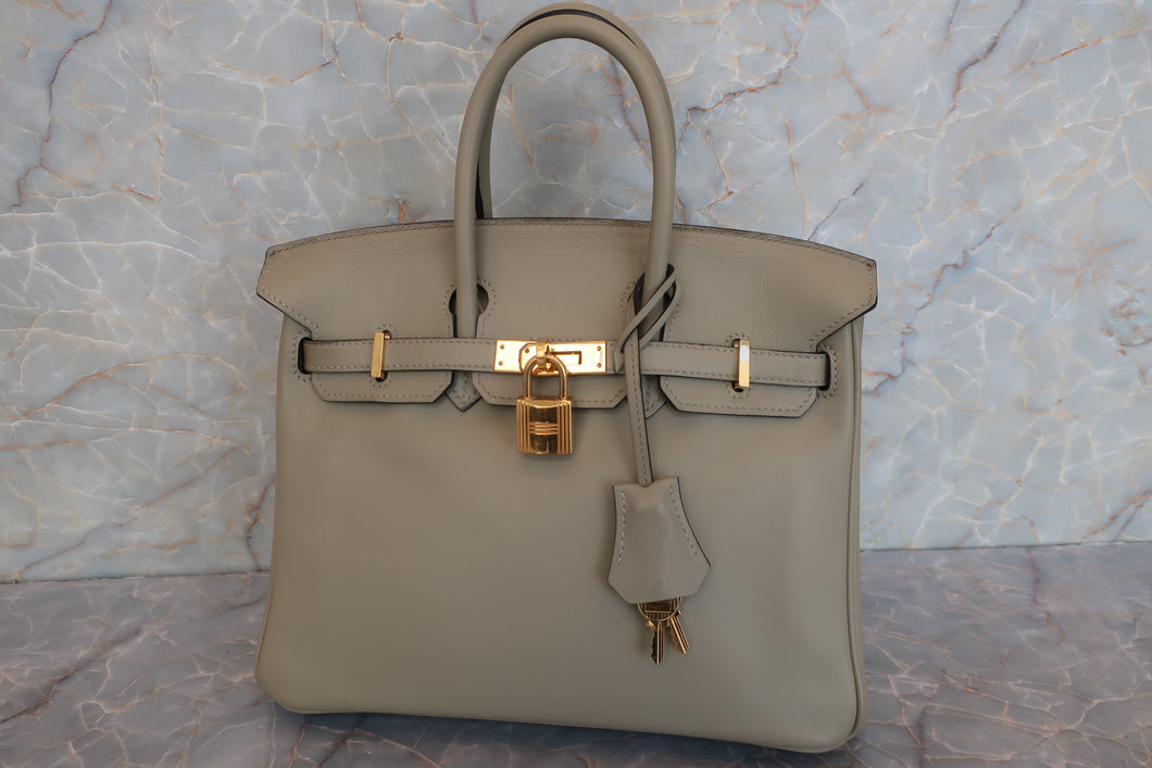 HERMES BIRKIN 25 Swift leather Sauge Hand bag 600090036