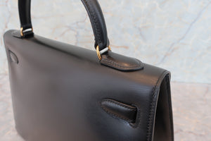 HERMES／エルメス ケリー32 ボックスカーフ ブラック 〇S刻印 ハンドバッグ 700070278