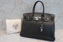 将图片加载到图库查看器，HERMES BIRKIN 35 Clemence leather Black □I刻印 Hand bag 600110103
