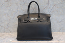 将图片加载到图库查看器，HERMES BIRKIN 35 Clemence leather Black □I刻印 Hand bag 600110103
