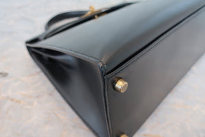 HERMES／エルメス ケリー32 ボックスカーフ ブラック 〇S刻印 ハンドバッグ 700070278