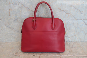 HERMES BOLIDE 35 Graine Couchevel leather Rouge vif 〇V刻印 Hand bag 500060108