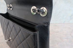 CHANEL/シャネル 中マトラッセシングルフラップチェーンショルダーバッグ キャビアスキン ブラック/シルバー金具 ショルダーバッグ 700090016