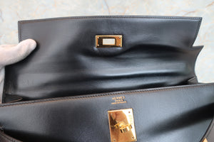 HERMES／エルメス ケリー32 ボックスカーフ ブラック 〇S刻印 ハンドバッグ 700070278
