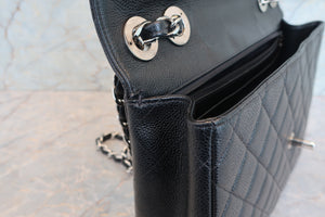 CHANEL/シャネル 中マトラッセシングルフラップチェーンショルダーバッグ キャビアスキン ブラック/シルバー金具 ショルダーバッグ 700090016