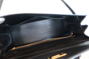 HERMES／エルメス ケリー32 ボックスカーフ ブラック 〇S刻印 ハンドバッグ 700070278