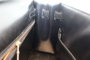 HERMES／エルメス ケリー32 ボックスカーフ ブラック 〇S刻印 ハンドバッグ 700070278