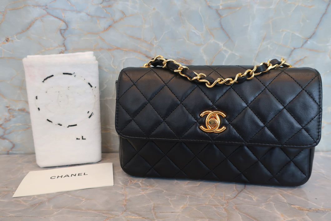 CHANEL/シャネル ミニマトラッセチェーンショルダーバッグ ラムスキン ブラック/ゴールド金具 ショルダーバッグ 700080224