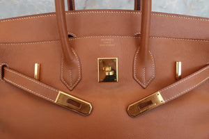 HERMES／エルメス バーキン35 クシュベル ゴールド □A刻印 ハンドバッグ 700050216