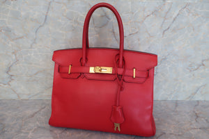 HERMES BIRKIN 30 Gulliver leather Rouge vif 〇X刻印 Hand bag 600090048