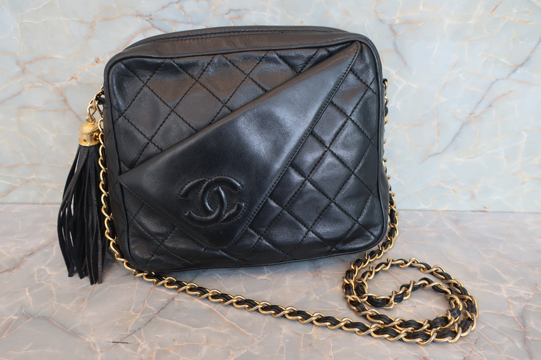 CHANEL/香奈儿 CF 流苏 链条 肩背包 羊皮 Black/Gold hadware(黑色/金色金属) 肩背包 700070252