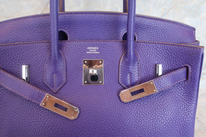HERMES／エルメス バーキン30 トリヨンクレマンス アイリス □N刻印 ハンドバッグ 700040215