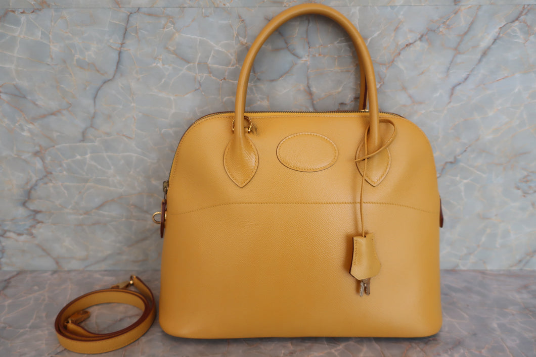 HERMES／BOLIDE 31 Graine Couchevel leather Jaune □F Engraving Shoulder bag 600070188