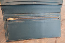 Load image into Gallery viewer, HERMES  Bearn Soufflet Epsom leather Blue jean □K Engraving Wallet 700090225
