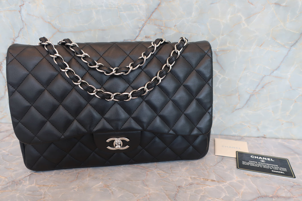 CHANEL/シャネル 中マトラッセシングルフラップチェーンショルダーバッグ ラムスキン ブラック/シルバー金具 ショルダーバッグ 700090027