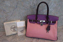 将图片加载到图库查看器，HERMES BIRKIN30 Personal order Chevre myzore goatskim Pink/Raisin/Parme □P刻印Hand bag 600100064
