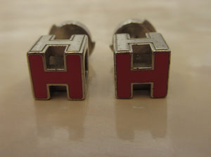 HERMES H Cube Earring  Silver plate  Pink  Earring  300010098