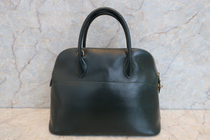 HERMES BOLIDE 35 Box carf leather Green 〇U刻印 Shoulder bag 500030117